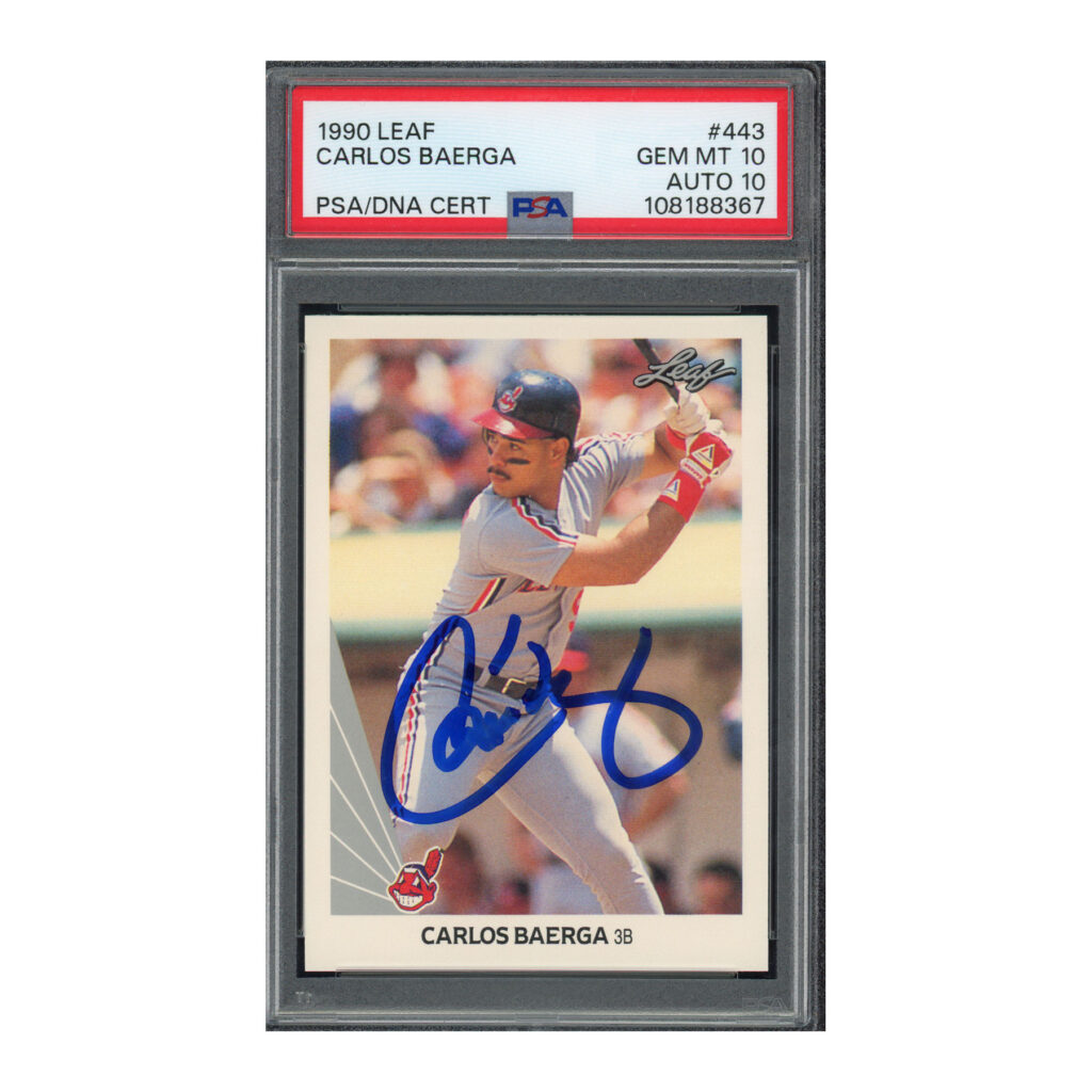 1990 Leaf #443 Carlos Baerga PSA 10 Auto 10