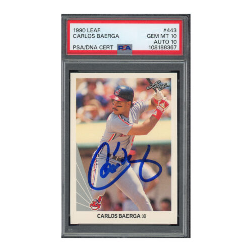 1990 Leaf #443 Carlos Baerga PSA 10 Auto 10