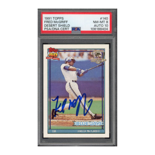 1991 Topps Desert Shield #140 Fred McGriff PSA 8 Auto 10