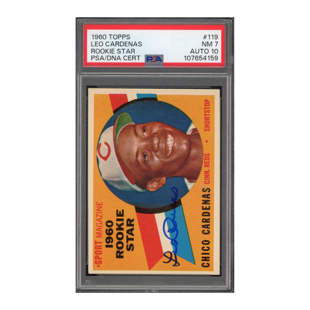 1960 Topps #119 Leo Chico Cardenas PSA 7 Auto 10