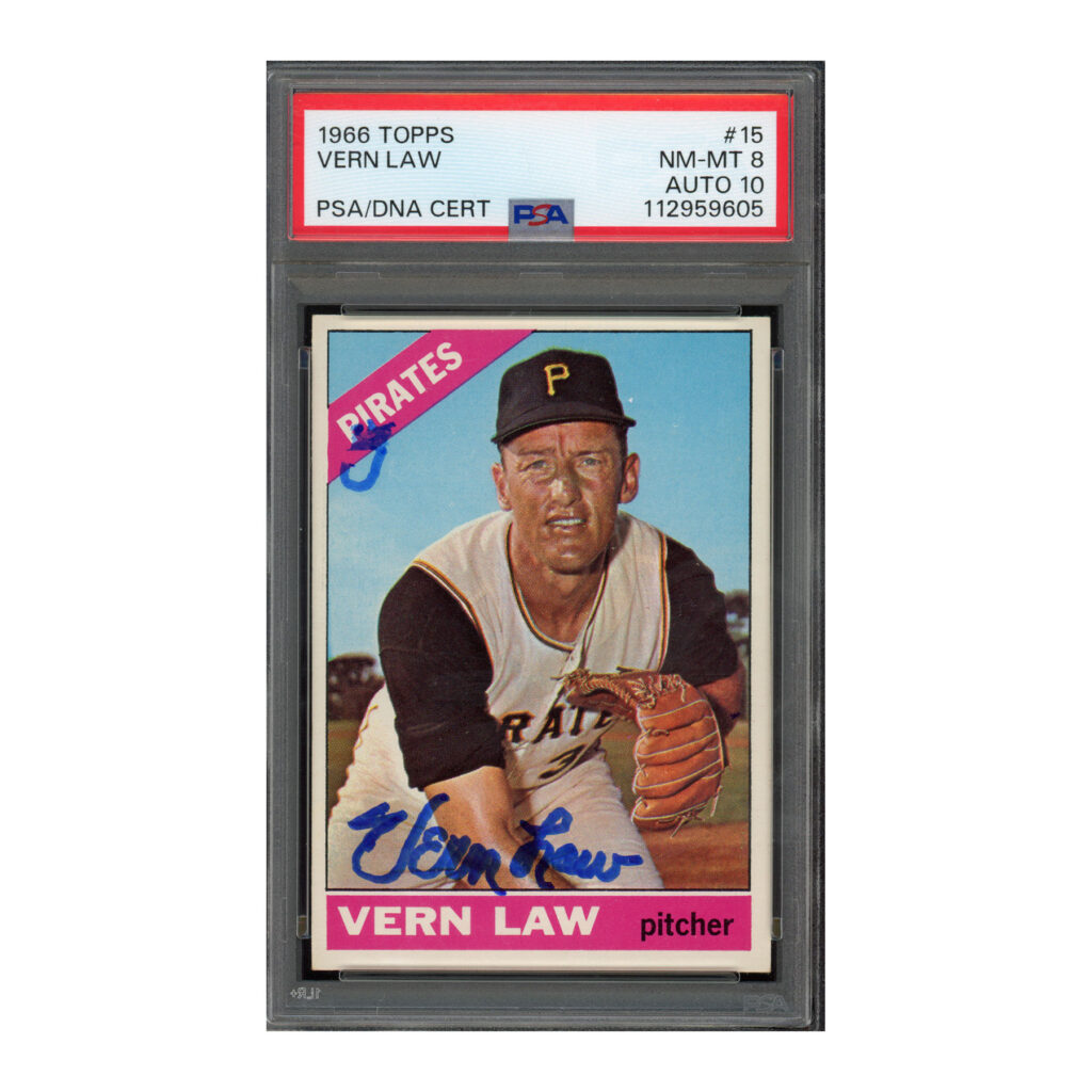 1966 Topps #15 Vern Law PSA 8 Auto 10
