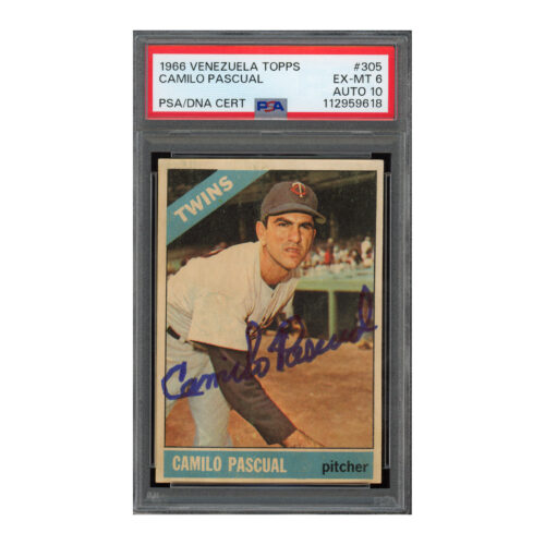 1966 Topps Venezuelan Venezuela #305 Camilo Pascual PSA 6 Auto 10