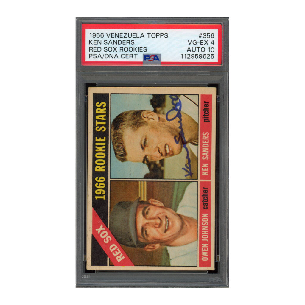 1966 Topps Venezuela Venezuelan #356 Ken Sanders PSA 4 Auto 10