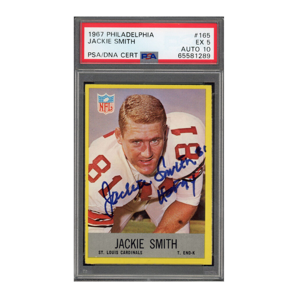 1967 Philadelphia #165 Jackie Smith PSA 5 Auto 10