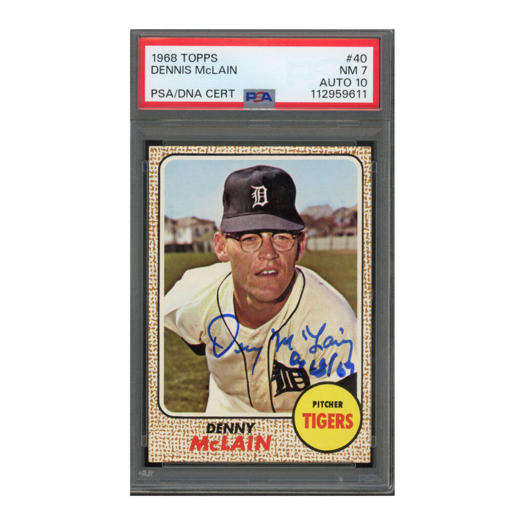1968 Topps #40 Dennis Denny McLain PSA 7 Auto 10