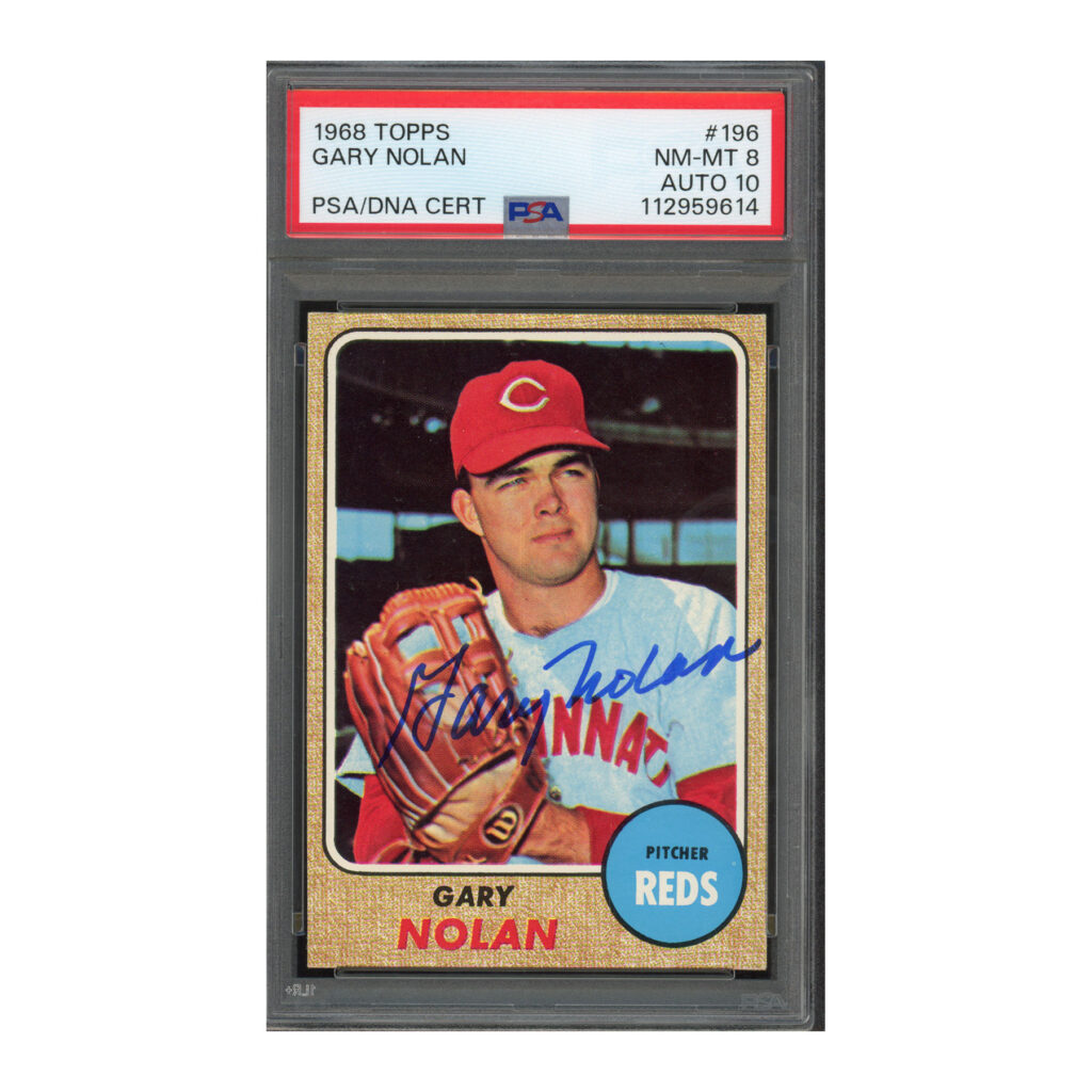 1968 Topps #196 Gary Nolan Reds PSA 8 Auto 10