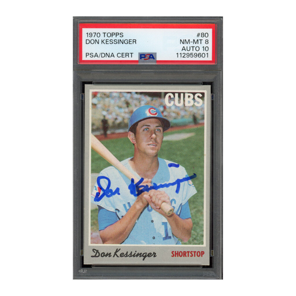 1970 Topps #80 Don Kessinger PSA 8 Auto 10