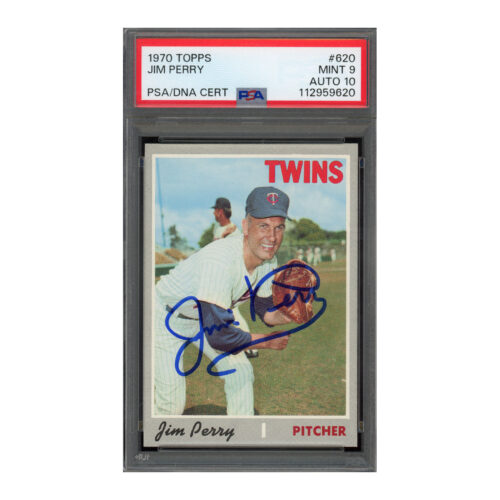 1970 Topps #620 Jim Perry PSA 9 Auto 10