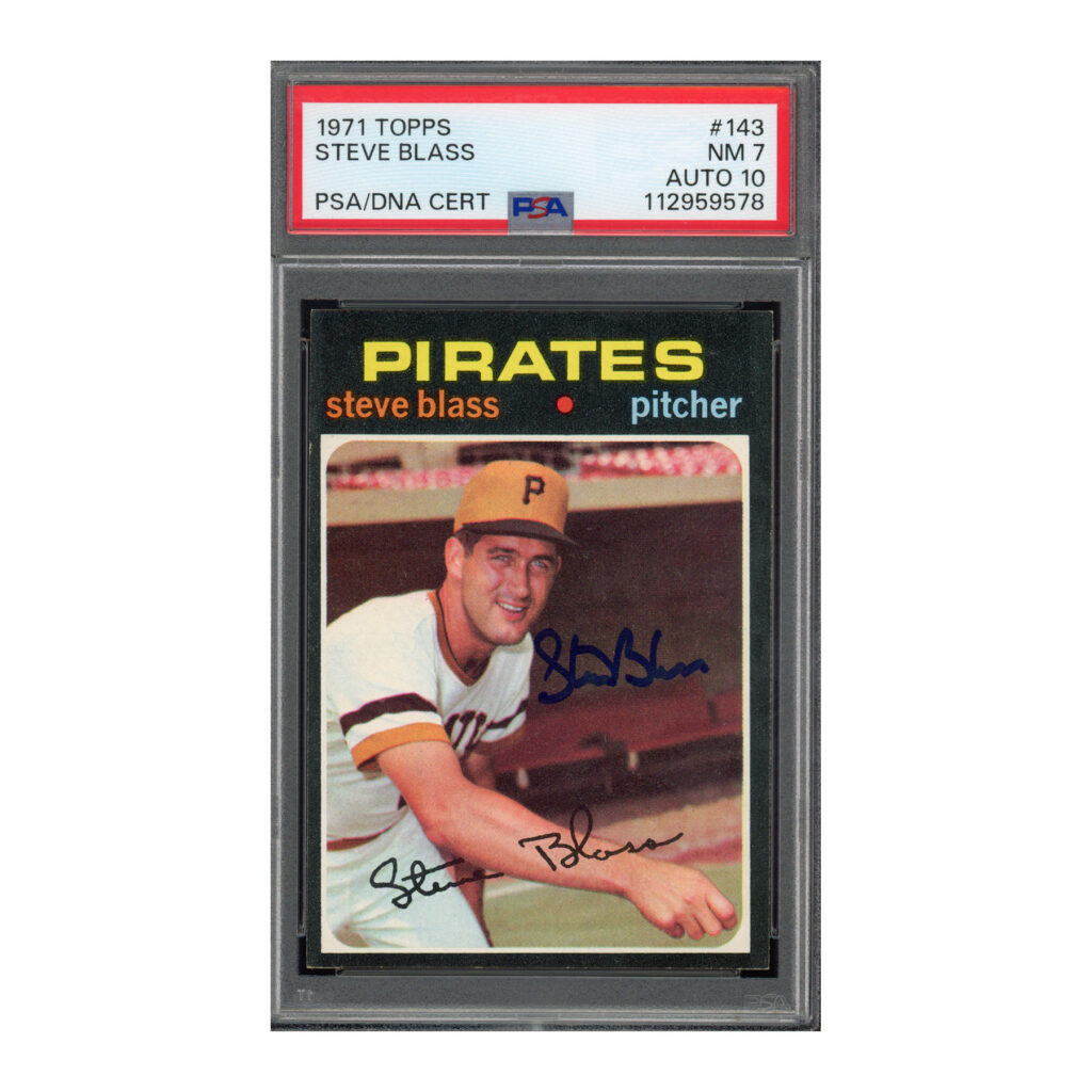 1971 Topps #143 Steve Blass #143 PSA 7 Auto 10