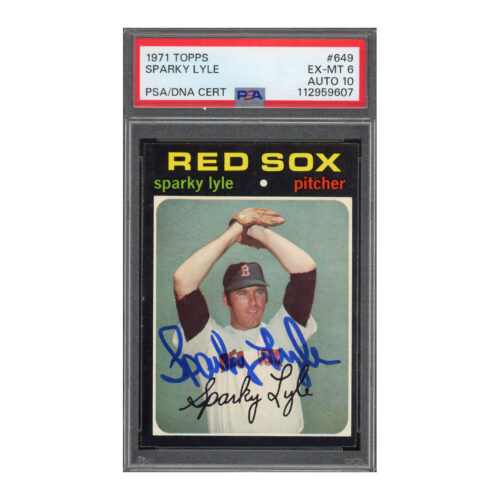1971 Topps #649 Sparky Lyle PSA 6 Auto 10