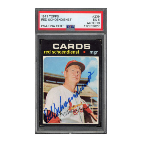 1971 Topps #229 Red Schoendienst PSA 5 Auto 10
