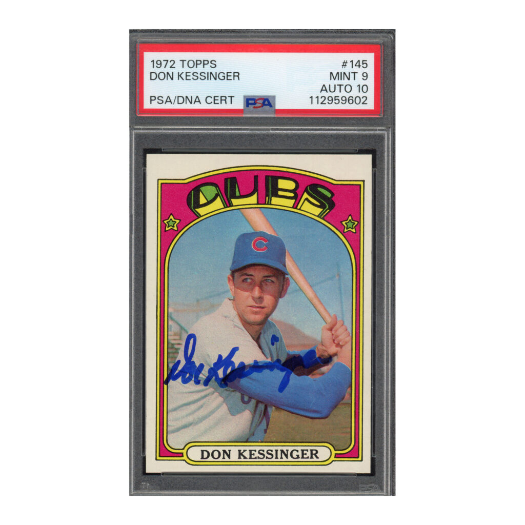 1972 Topps #145 Don Kessinger PSA 9 Auto 10