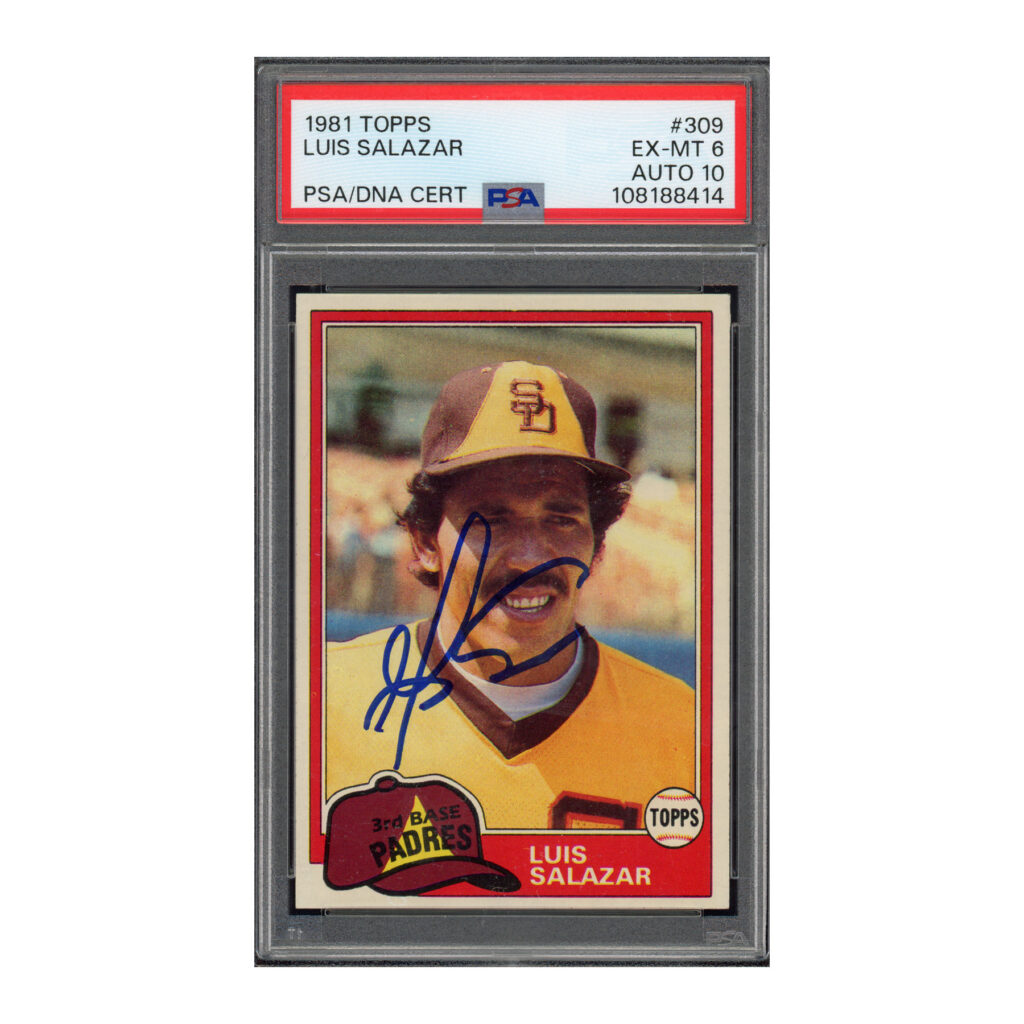 1981 Topps #309 Luis Salazar PSA 6 Auto 10