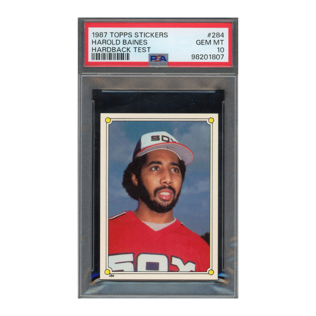 1987 Topps Stickers #284 Hardback Test Harold Baines PSA 10