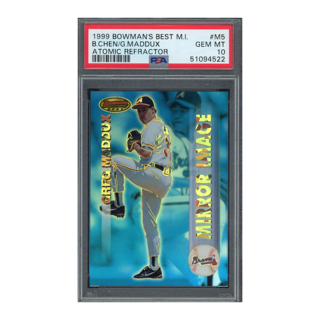 1999 Bowman's Best Mirror Image Refractor Greg Maddux Bruce Chen PSA 10