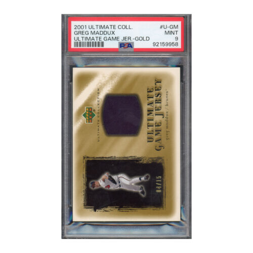 2001 Ultimate Collection Gold Jersey /15 Greg Maddux PSA 9