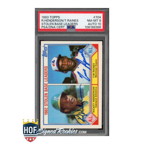 1983 Topps #704 Tim Raines Rickey Henderson PSA 8 Auto 10
