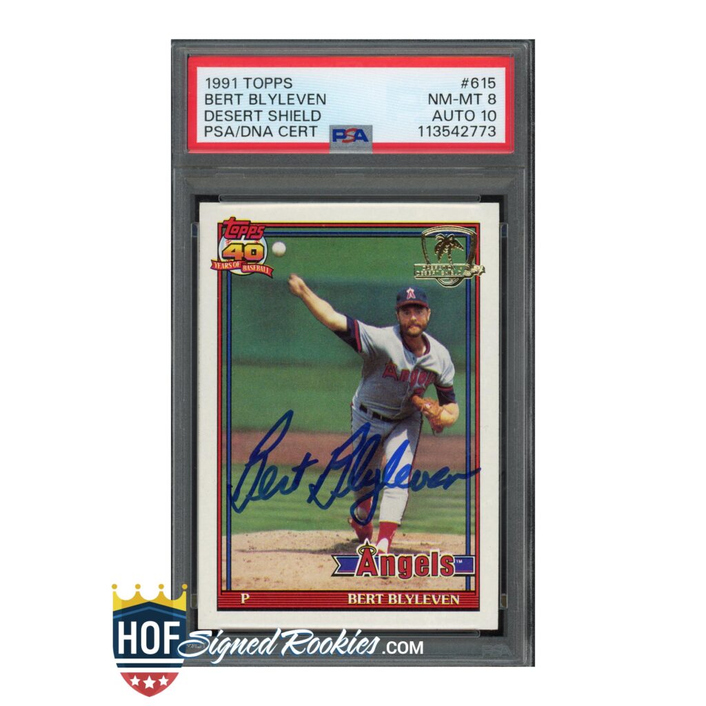 1991 Topps Desert Shield #615 Bert Blyleven PSA 8 Auto 10
