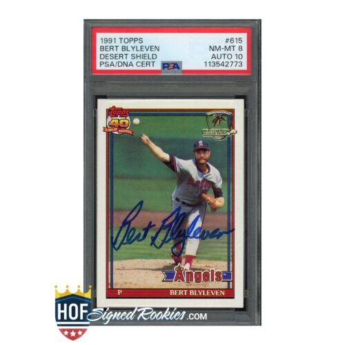 1991 Topps Desert Shield #615 Bert Blyleven PSA 8 Auto 10