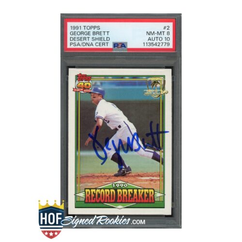 1991 Topps Desert Shield #2 George Brett PSA 8 Auto 10