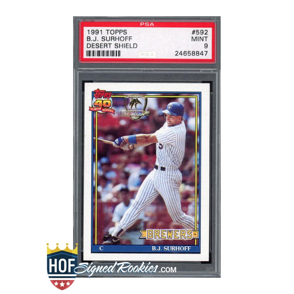 1991 Topps Desert Shield #592 B.J. Surhoff PSA 9