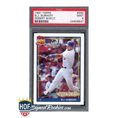 1991 Topps Desert Shield #592 B.J. Surhoff PSA 9