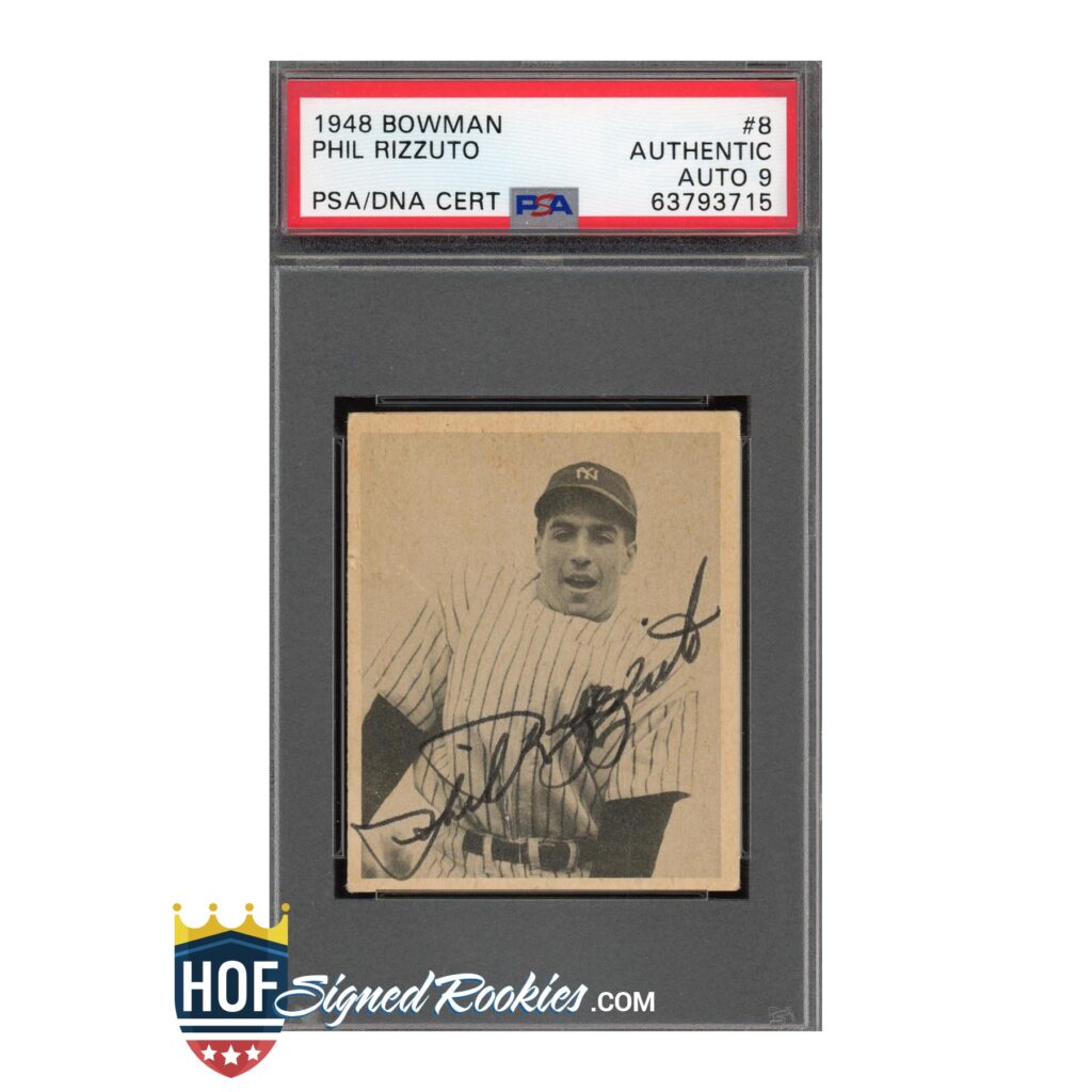 1948 Bowman #8 Phil Rizzuto PSA Auth Auto 9