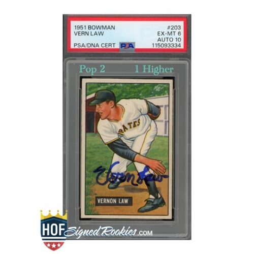 1951 Bowman #203 Vern Law PSA 6 Auto 10