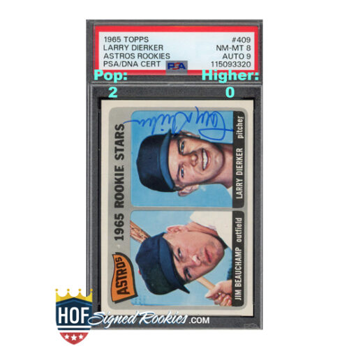 1965 Topps Astros Rookies #409 Larry Dierker PSA 8 Auto 9