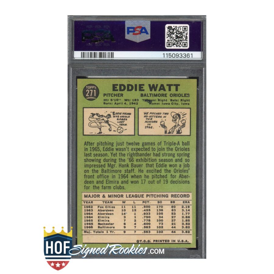 1967 Topps #271 Ed Watt PSA 8 Auto 10 - Image 2