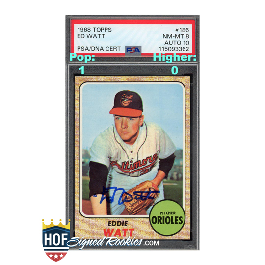 1968 Topps #186 Ed Watt PSA 8 Auto 10