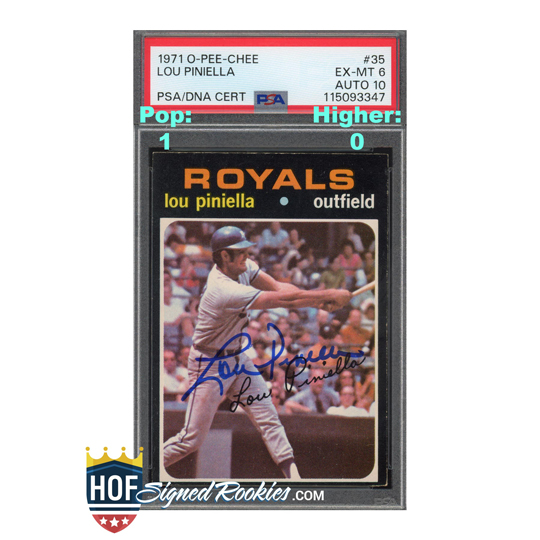 1971 OPC O-Pee-Chee #35 Lou Piniella PSA 6 Auto 10