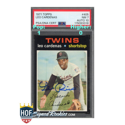 1971 Topps #405 Leo Cardenas PSA 7 Auto 10