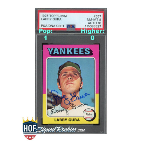 1975 Topps Mini #557 Larry Gura PSA 8 Auto 10