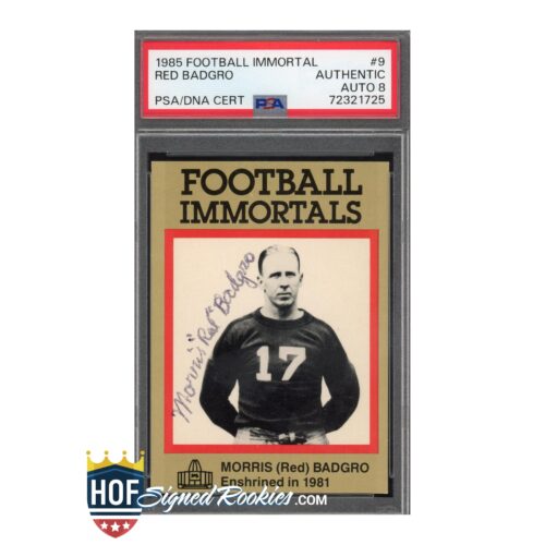 1985 Football Immortal #9 Red Badgro PSA Auth Auto 8
