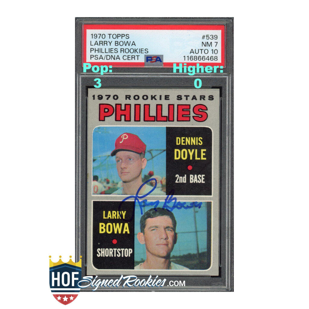 1970 Topps #539 Phillies Rookies Larry Bowa PSA 7 Auto 10