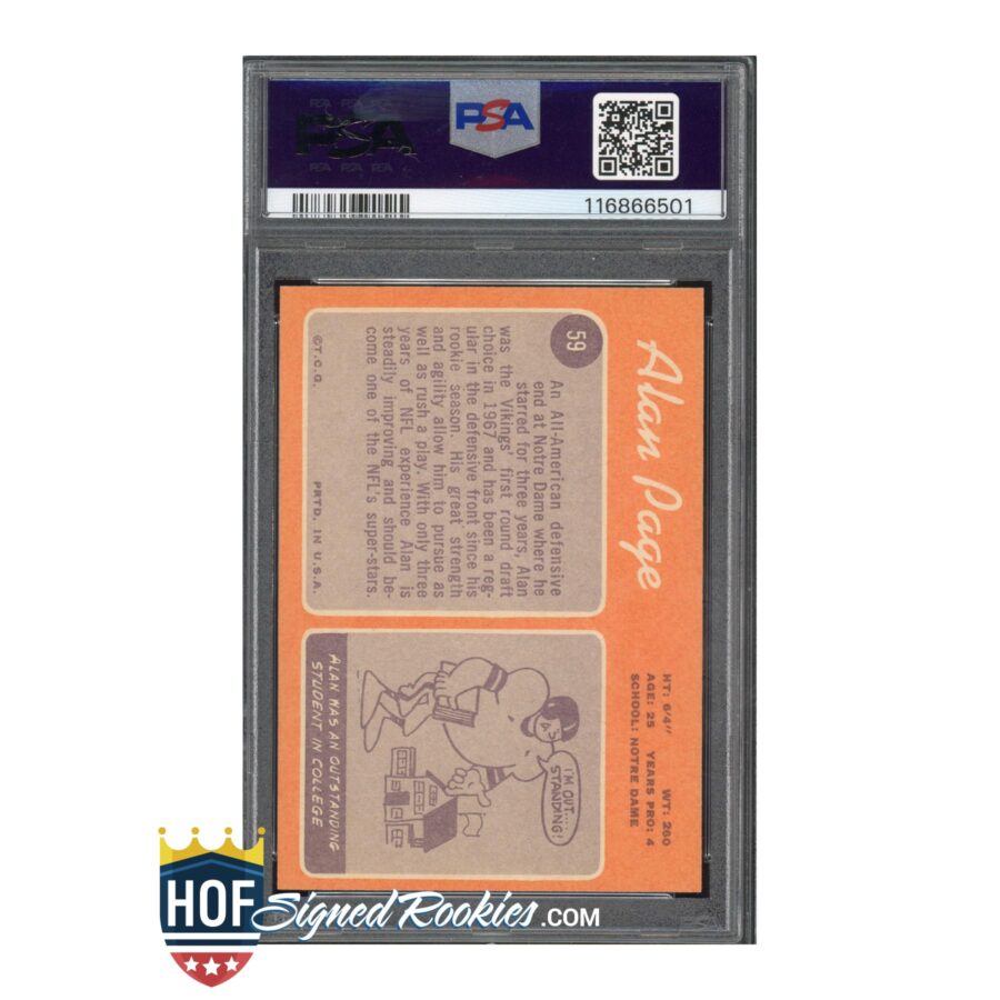 1970 Topps #59 Alan Page PSA 7 Auto 9 - Image 2