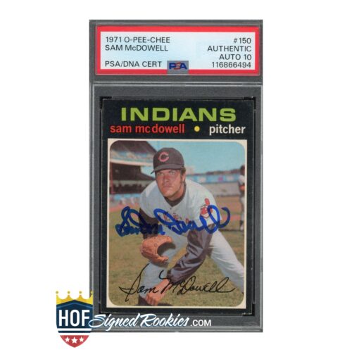 1971 OPC O-Pee-Chee Sam McDowell PSA Auth Auto 10