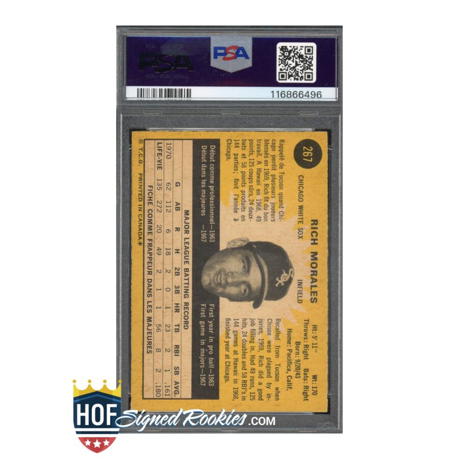 1971 OPC O-Pee-Chee Rich Morales PSA 5 Auto 10 - Image 2