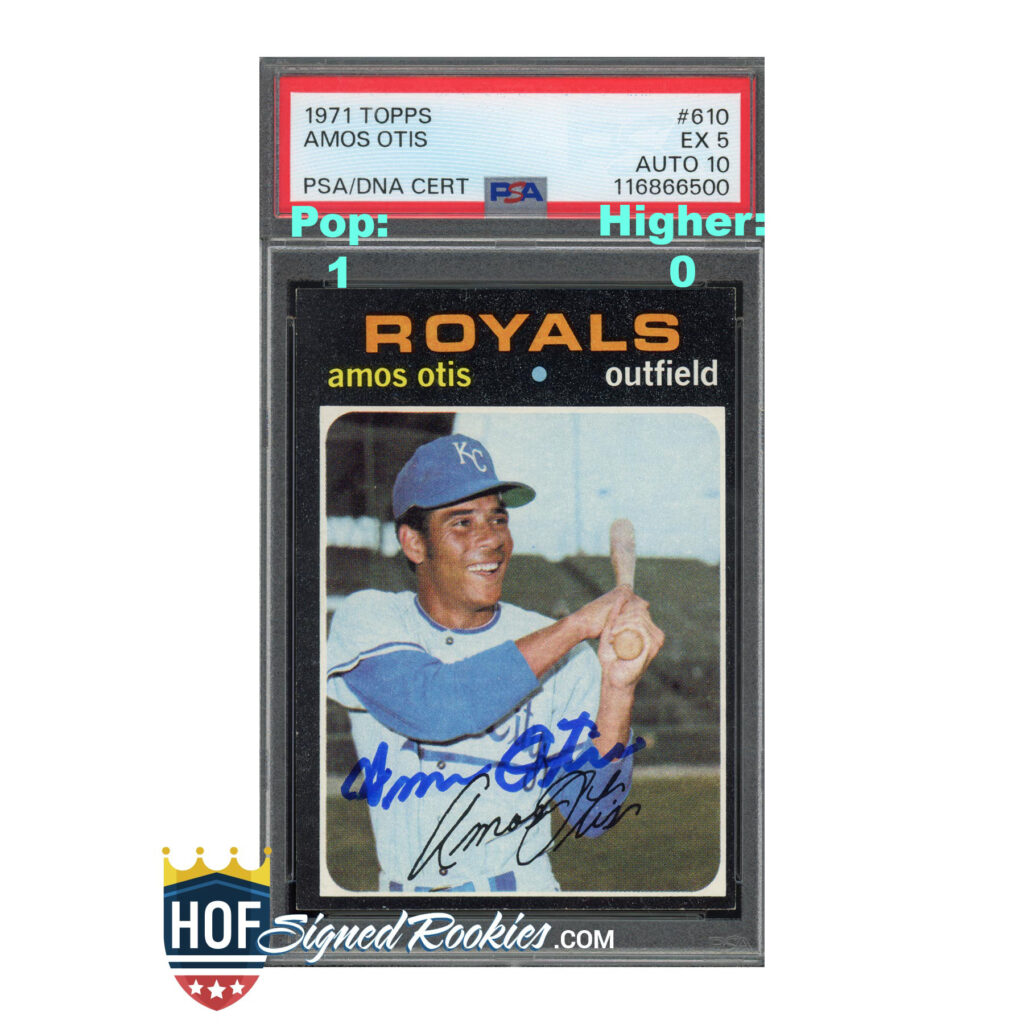 1971 Topps #610 Amos Otis PSA 5 Auto 10
