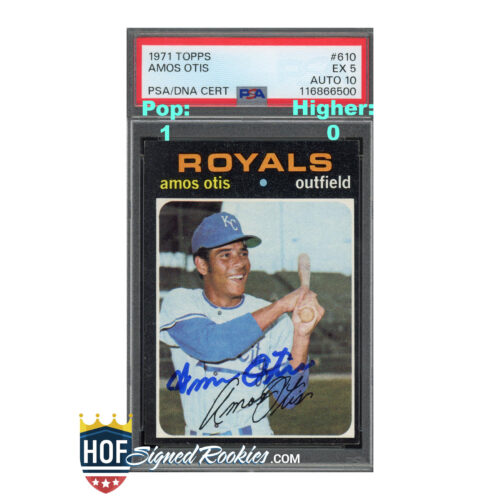 1971 Topps #610 Amos Otis PSA 5 Auto 10