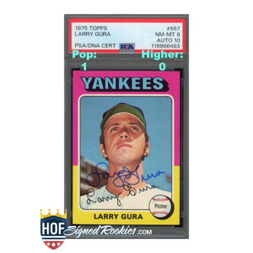 1975 Topps #557 Larry Gura PSA 8 Auto 10