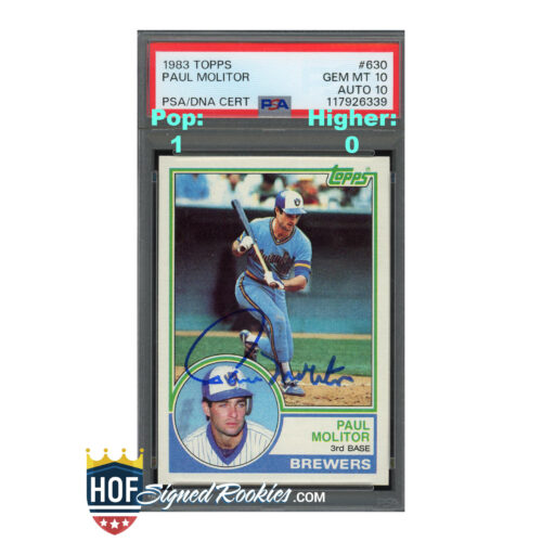 1983 Topps #630 Paul Molitor PSA 10 Auto 10