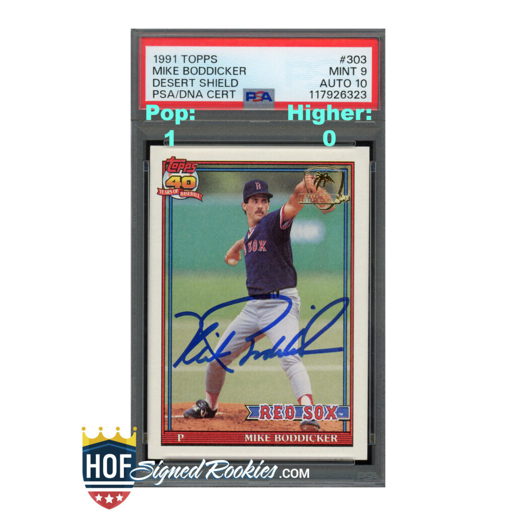 1991 Topps Desert Shield #303 Mike Boddicker PSA 9 Auto 10