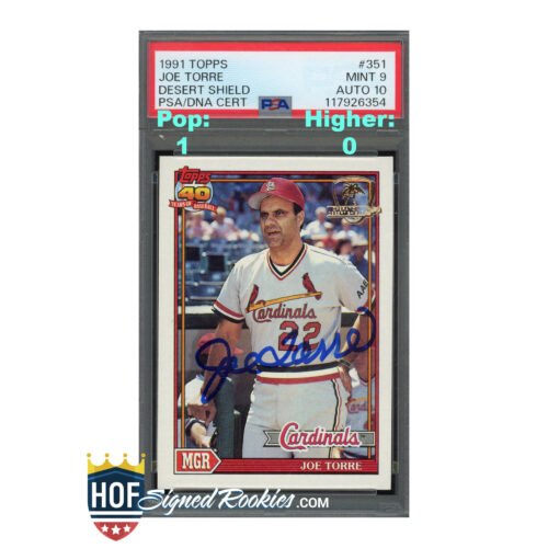 1991 Topps Desert Shield #351 Joe Torre PSA 9 Auto 10