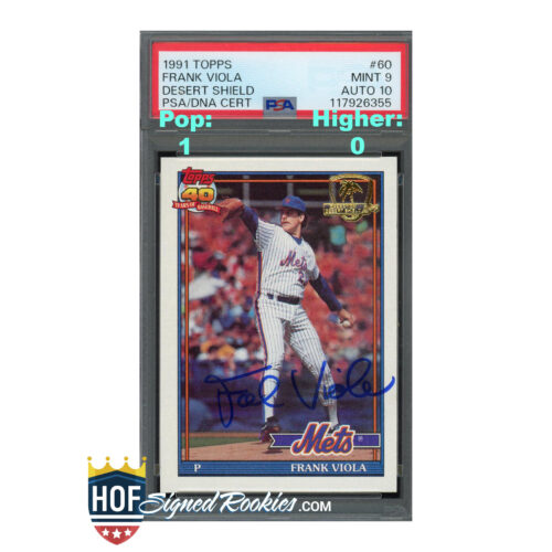 1991 Topps Desert Shield #60 Frank Viola PSA 9 Auto 10