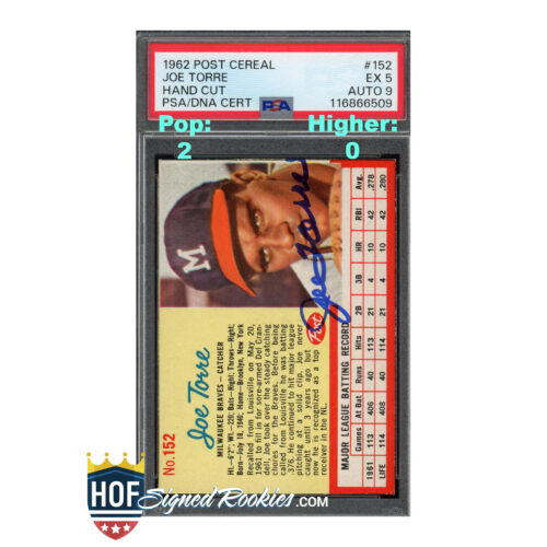1962 Post Cereal #152 Joe Torre PSA 5 Auto 9