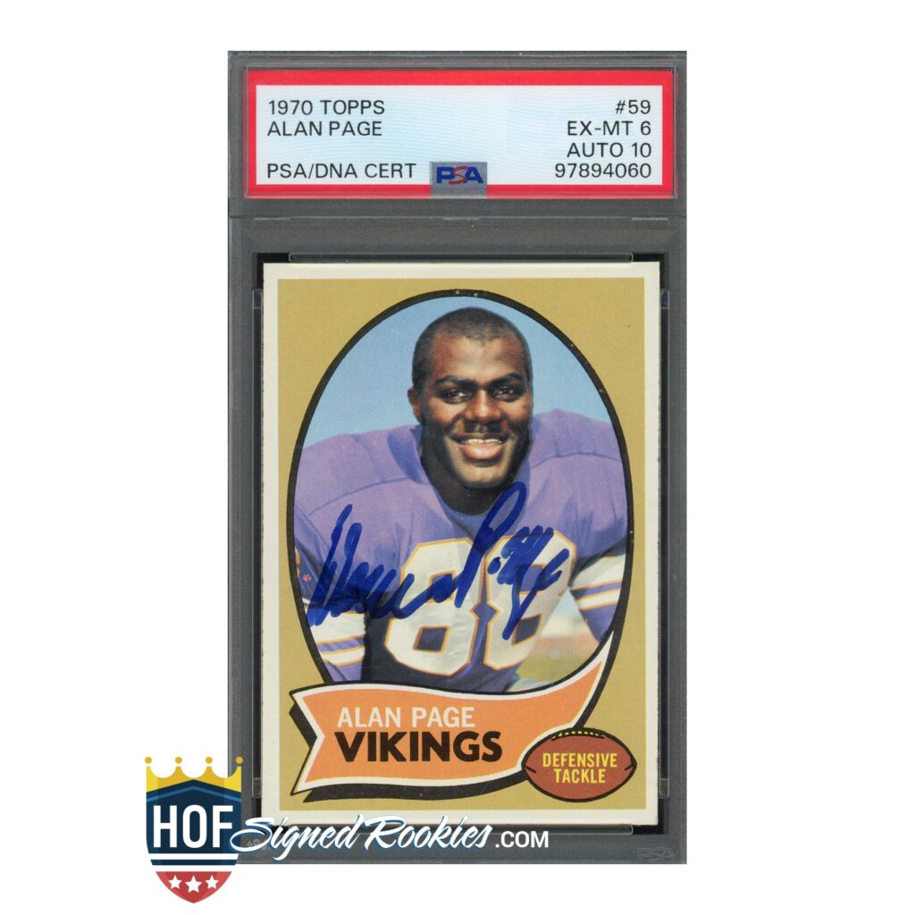1970 Topps #59 Alan Page PSA 6 Auto 10