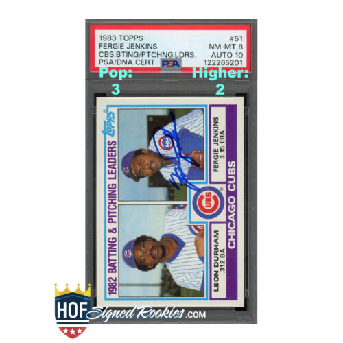 1983 Topps #51 Cubs Leaders Fergie Jenkins PSA 8 Auto 10