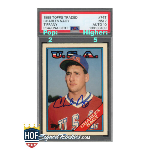 1988 Topps Traded Tiffany #74T Charles Nagy PSA 7 Auto 10